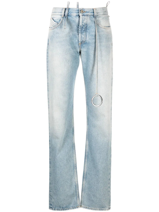 Embellished Low-Rise Tapered Jeans