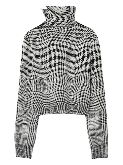 High-Neck Houndstooth Jacquard Jumper