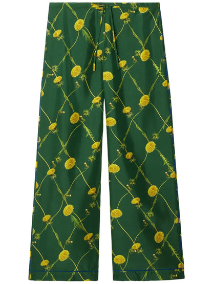 Dandelion Floral-Print Flared Trousers