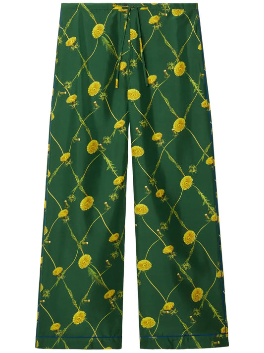 Dandelion Floral-Print Flared Trousers