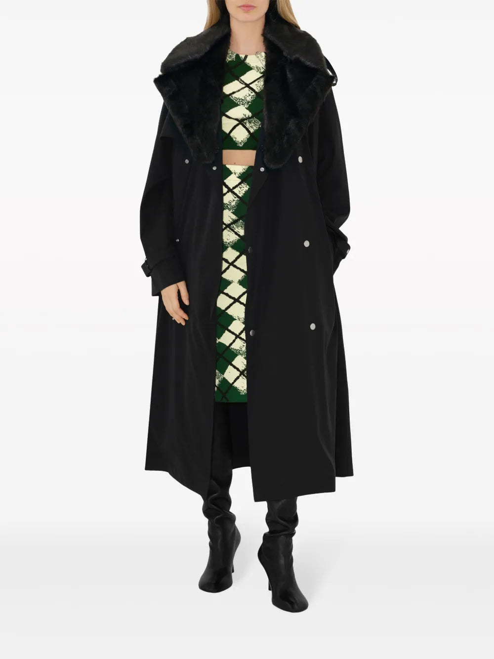 Argyle Fine-Knit Cropped Jumper