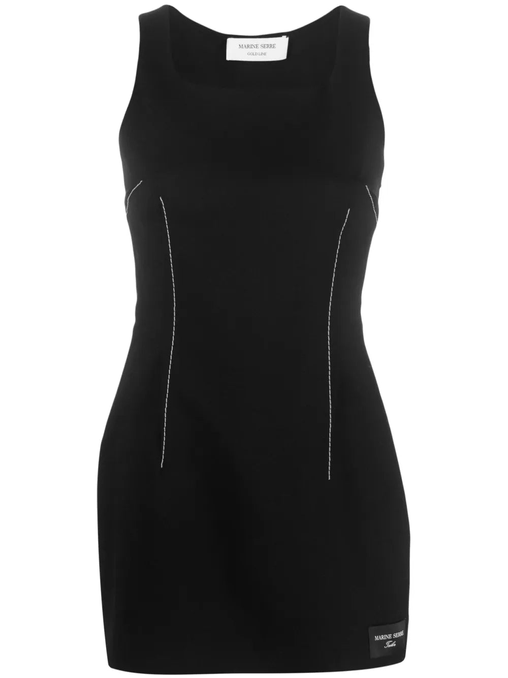 Decorative-Stitching Virgin Wool Minidress