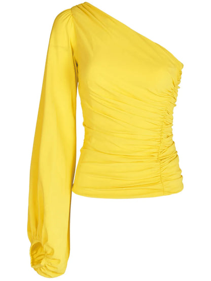 Oriana Ruched-Bodice Blouse