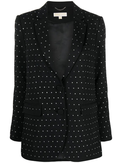 Crystal-Embellished Single-Breasted Blazer