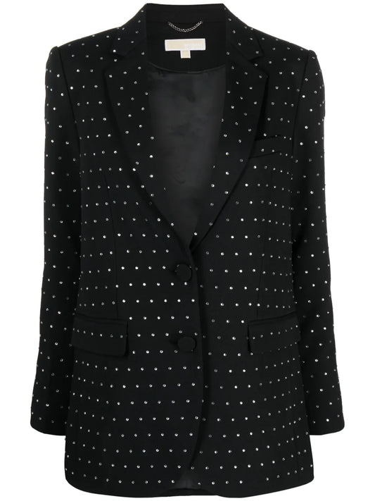 Crystal-Embellished Single-Breasted Blazer
