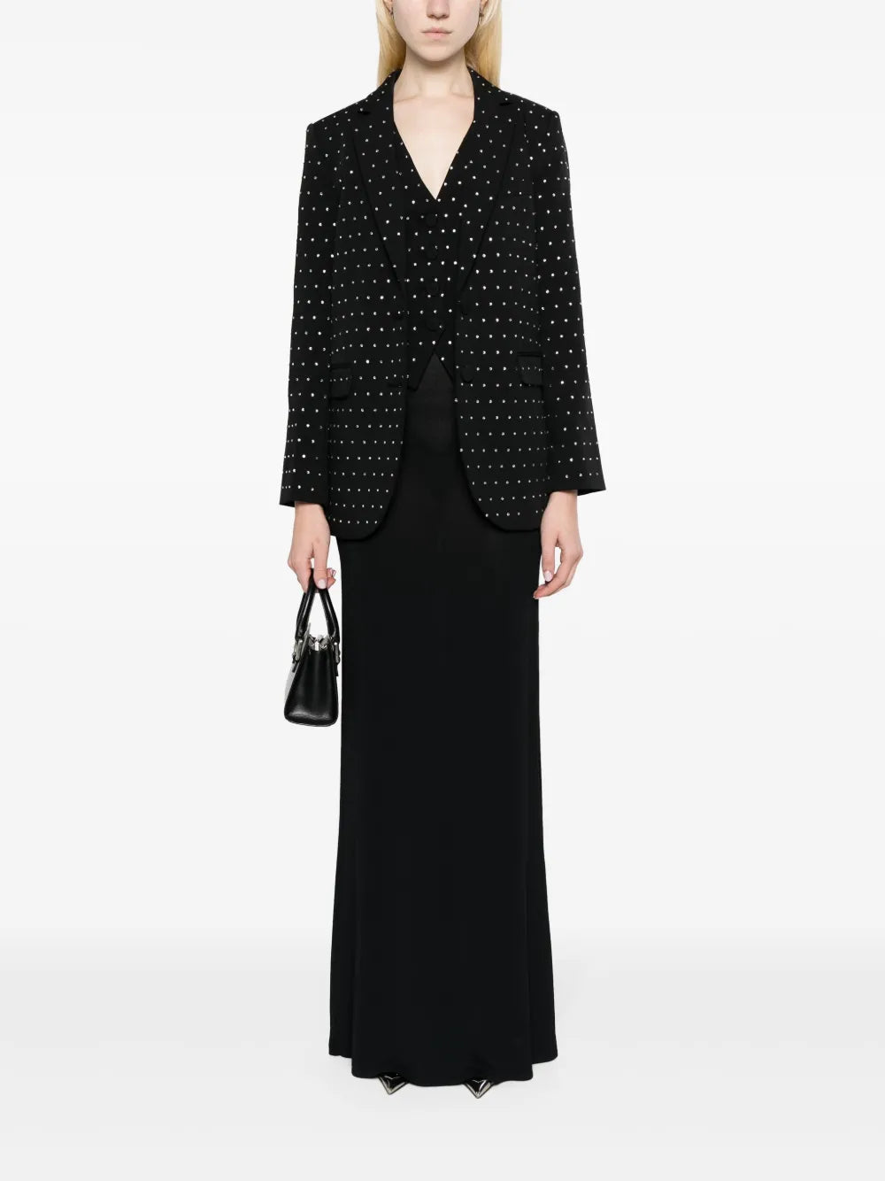Crystal-Embellished Single-Breasted Blazer