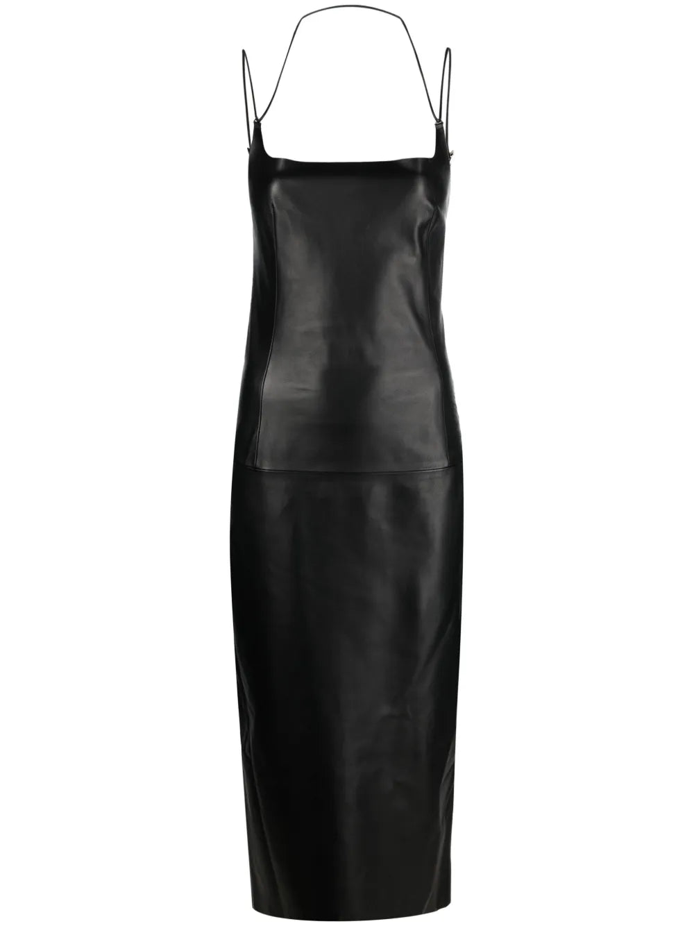 Halterneck Leather Midi Dress