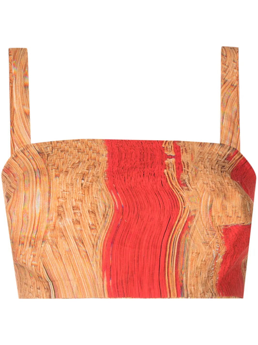 Trompe L'Oeil-Print Cropped Top
