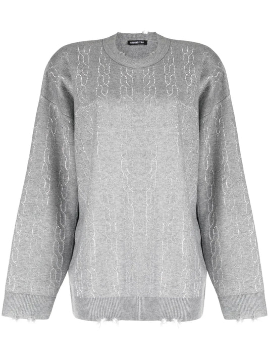 Graphic-Print Distressed-Finish Jumper