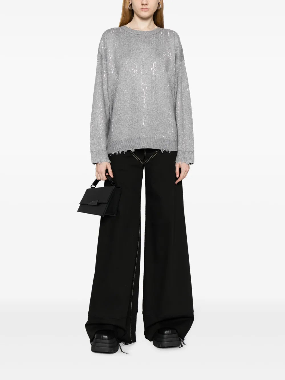 Graphic-Print Distressed-Finish Jumper