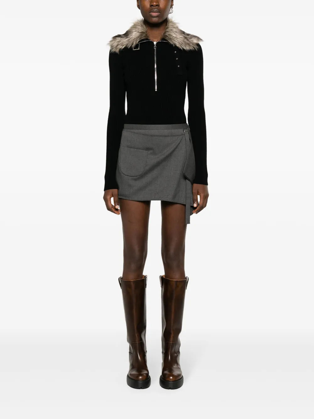 Draped Virgin Wool-Blend Mini Skirt