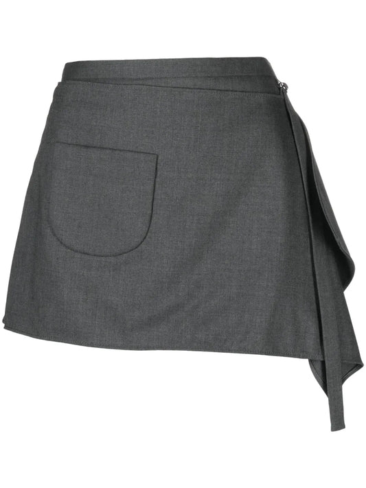 Draped Virgin Wool-Blend Mini Skirt
