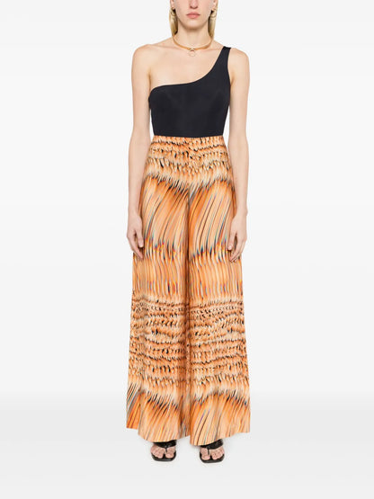 Warped-Print Palazzo Pants