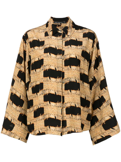 Trompe L'Oeil-Print Silk Shirt