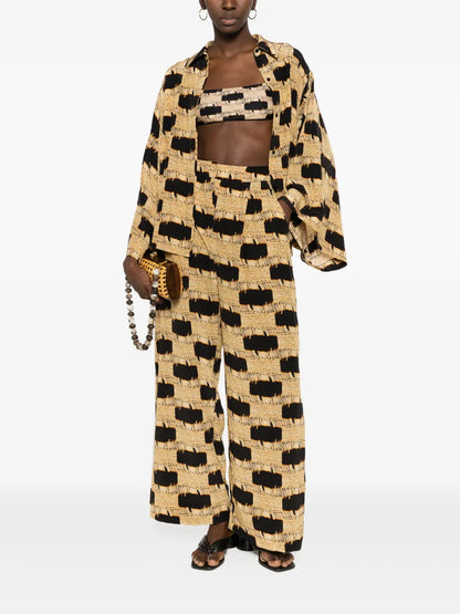 Trompe L'Oeil-Print Silk Shirt