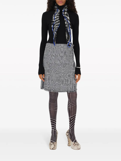 Plaid-Check Fringed Miniskirt