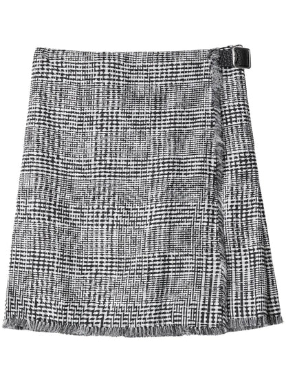 Plaid-Check Fringed Miniskirt