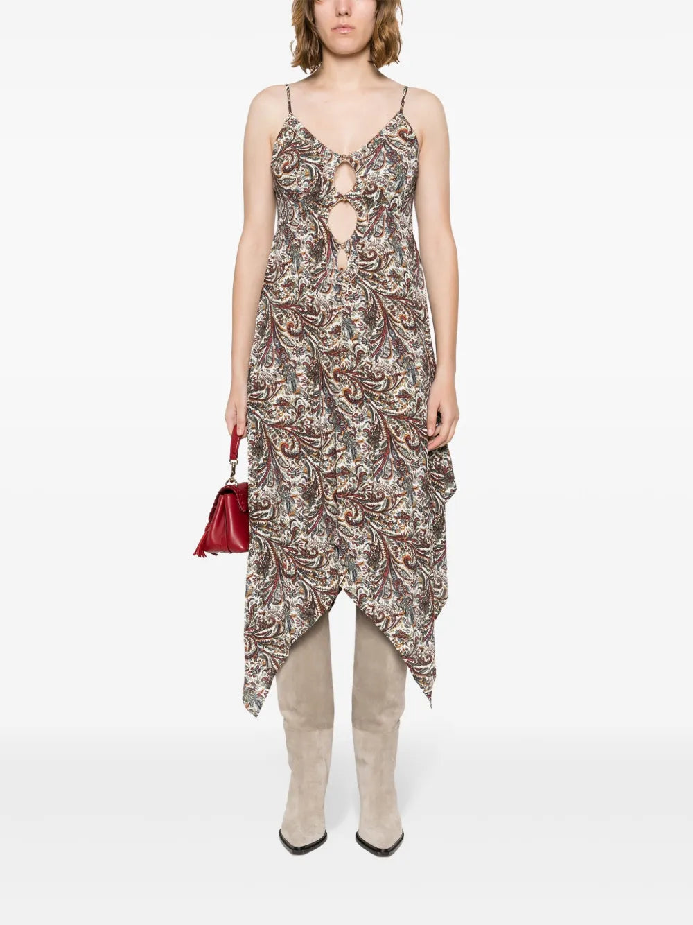 Carnelian Paisley-Print Midi Dress
