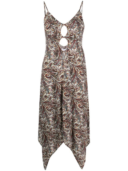 Carnelian Paisley-Print Midi Dress