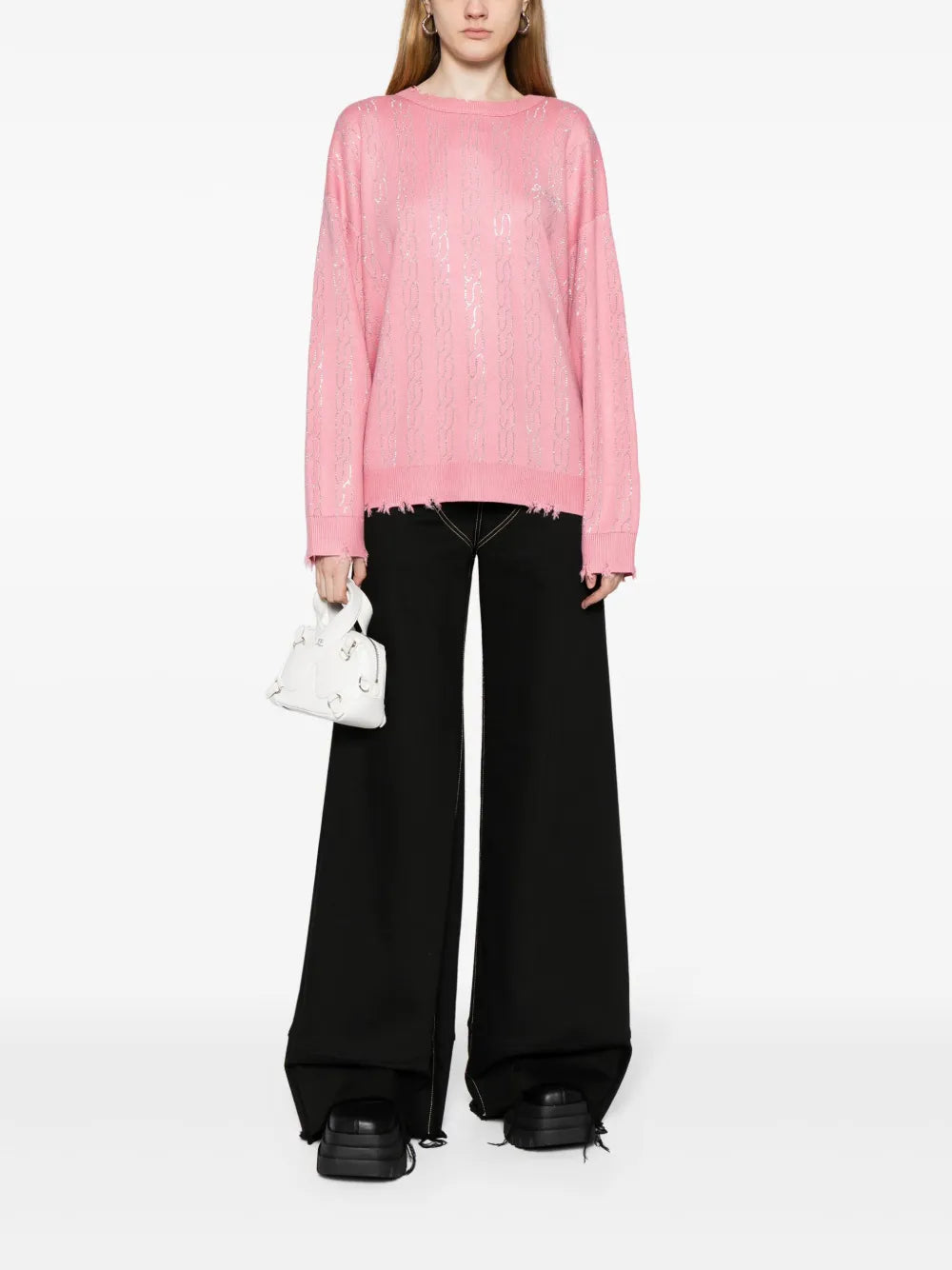 Graphic-Print Distressed-Finish Jumper