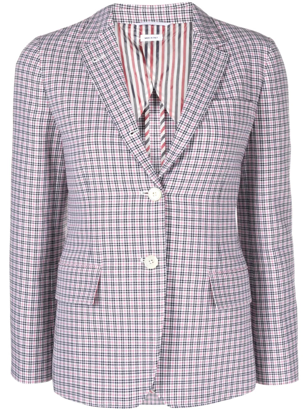 Check Crepe Single-Breasted Blazer