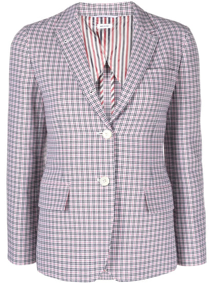 Check Crepe Single-Breasted Blazer