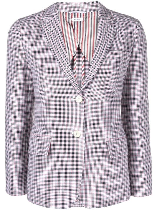 Check Crepe Single-Breasted Blazer