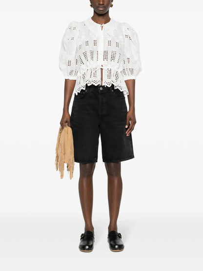 Broderie-Anglaise Short-Sleeve Shirt