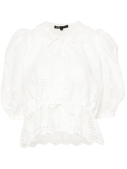 Broderie-Anglaise Short-Sleeve Shirt