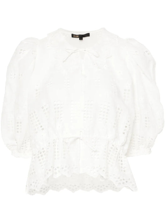 Broderie-Anglaise Short-Sleeve Shirt