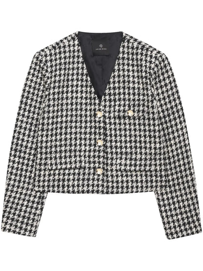 Cara Houndstooth-Pattern Blazer