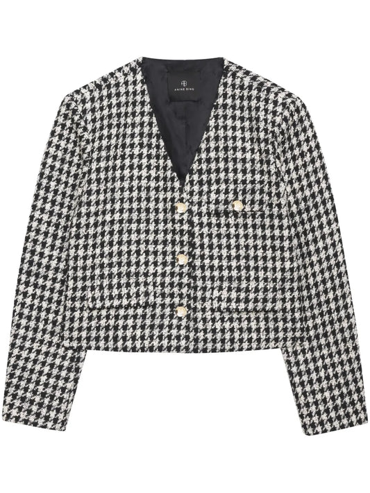 Cara Houndstooth-Pattern Blazer