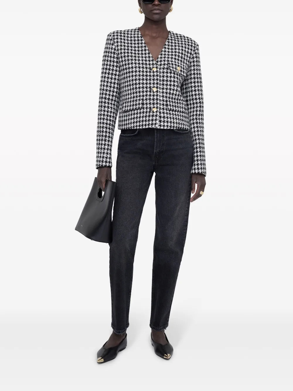 Cara Houndstooth-Pattern Blazer