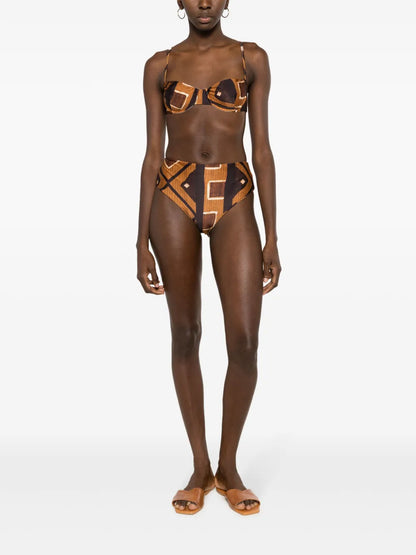 Geometric-Print Balconette Bikini Top