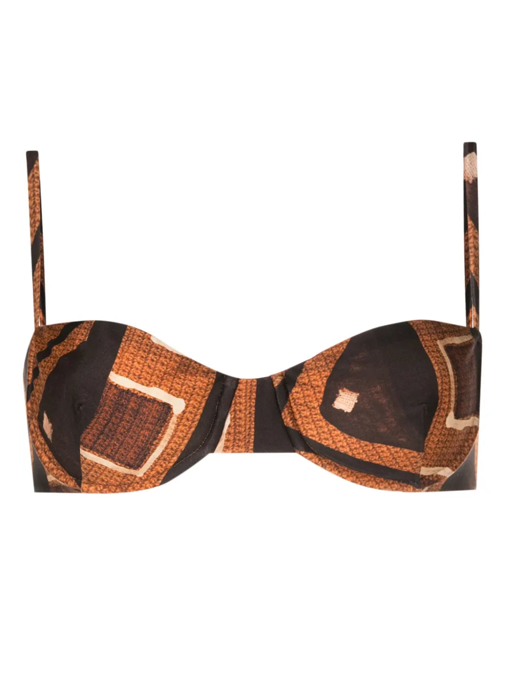 Geometric-Print Balconette Bikini Top