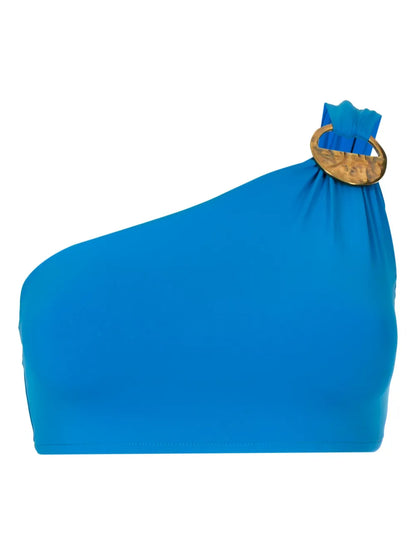 Hardware-Embellished One-Shoulder Bikini Top