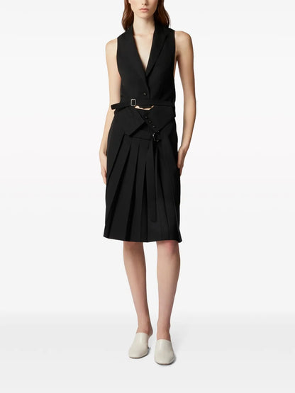 Belted Virgin Wool Waistcoat