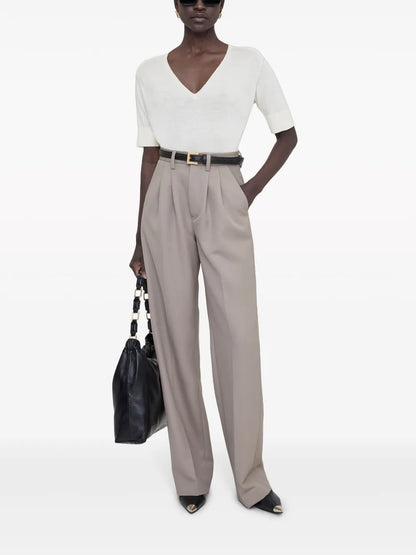 Carrie Pressed-Crease Tailored Trousers