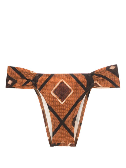 Geometric-Print Draped Bikini Bottoms
