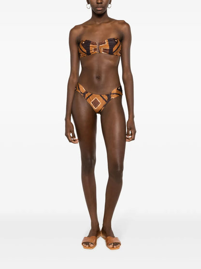 Geometric-Print Draped Bikini Bottoms