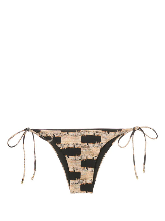 Trompe L'Oeil-Print Side-Tie Bikini Bottoms
