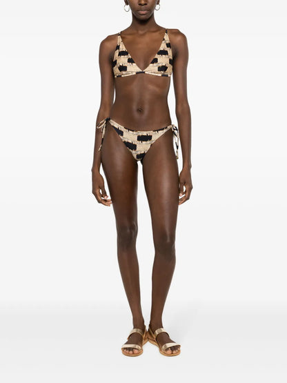 Trompe L'Oeil-Print Side-Tie Bikini Bottoms