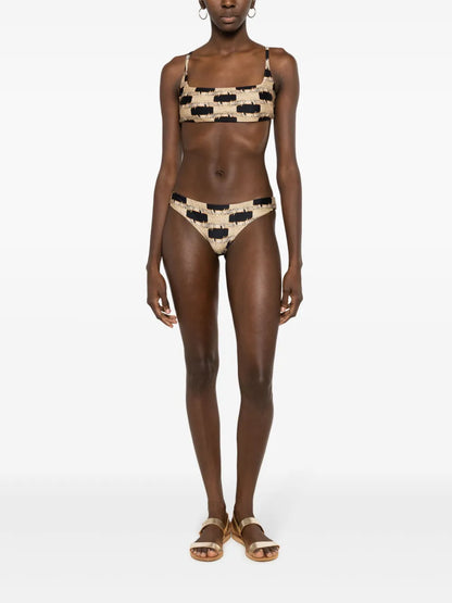 Trompe L'Oeil-Print Bikini Bottoms