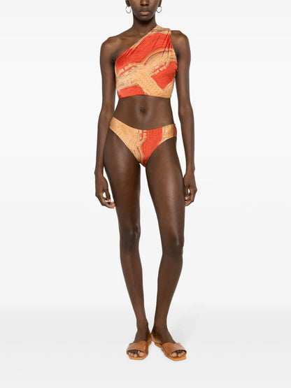 Warped-Print Bikini Bottoms