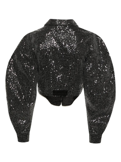 Sequin-Embellished Cropped Jacket