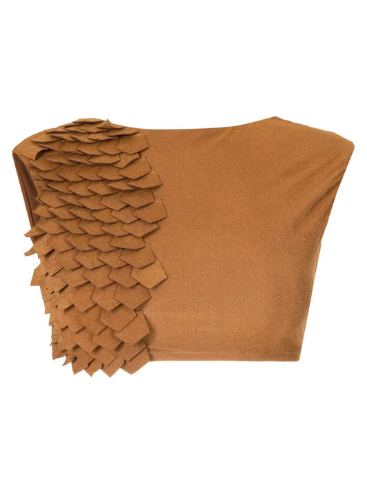 Scales-Appliqué Textured Bikini Top
