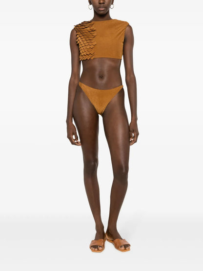 Scales-Appliqué Textured Bikini Top