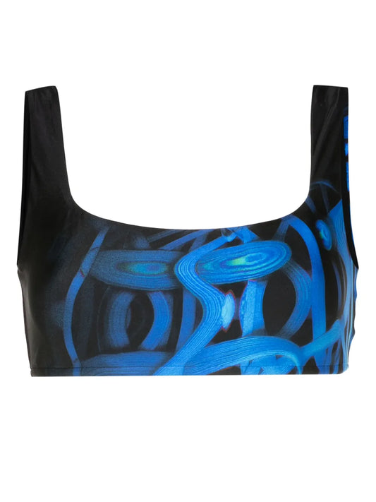 Abstract-Print Bikini Top