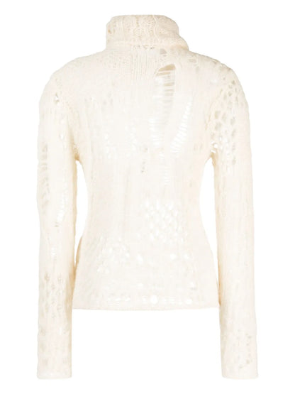 Open-Knit Roll-Neck Jumper