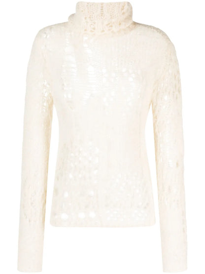 Open-Knit Roll-Neck Jumper